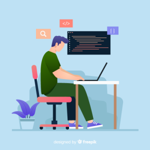 illustration of programmer working